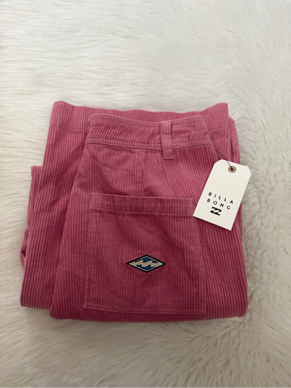 Billabong Pink Corduroy Crop Wide Leg Pants Sz 27